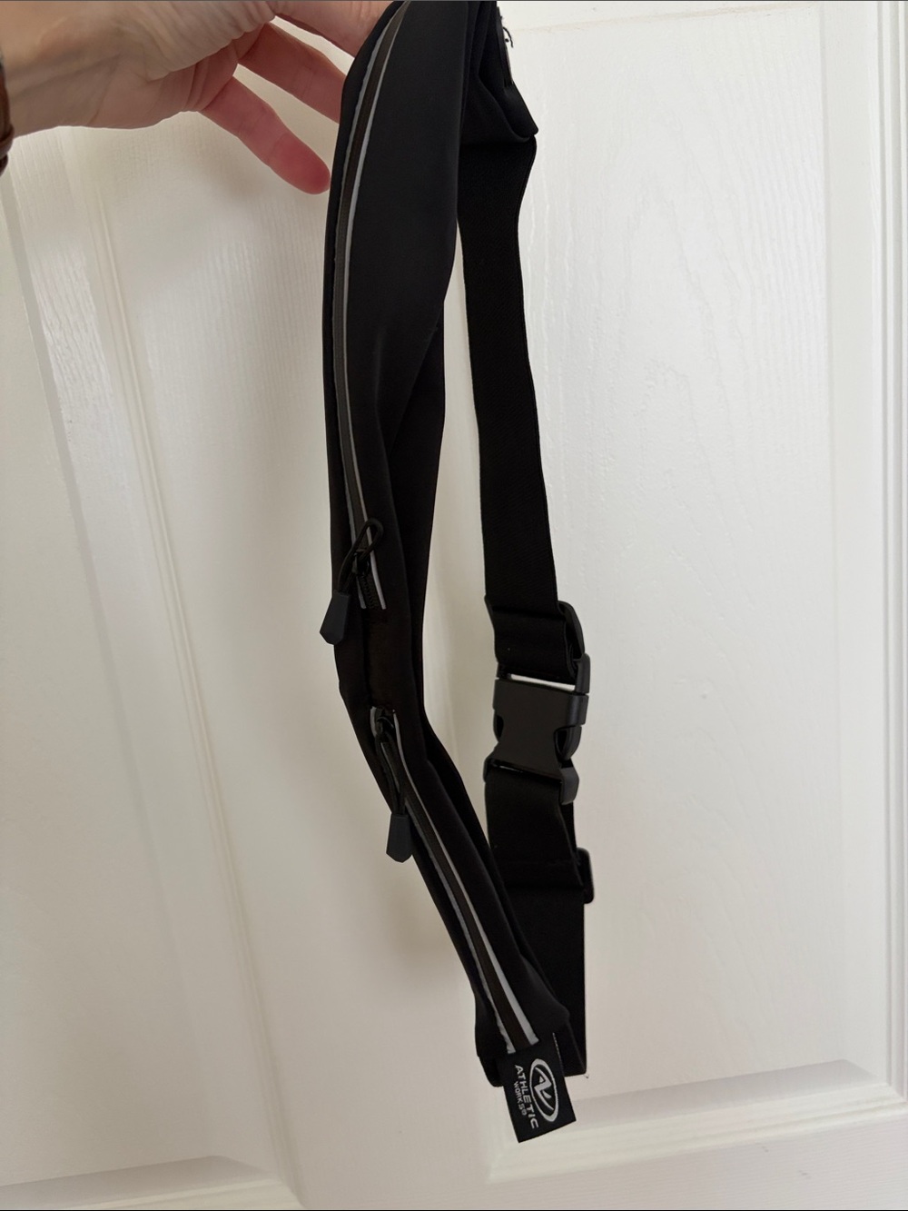 Black Slim Running Belt with Reflective Stripes